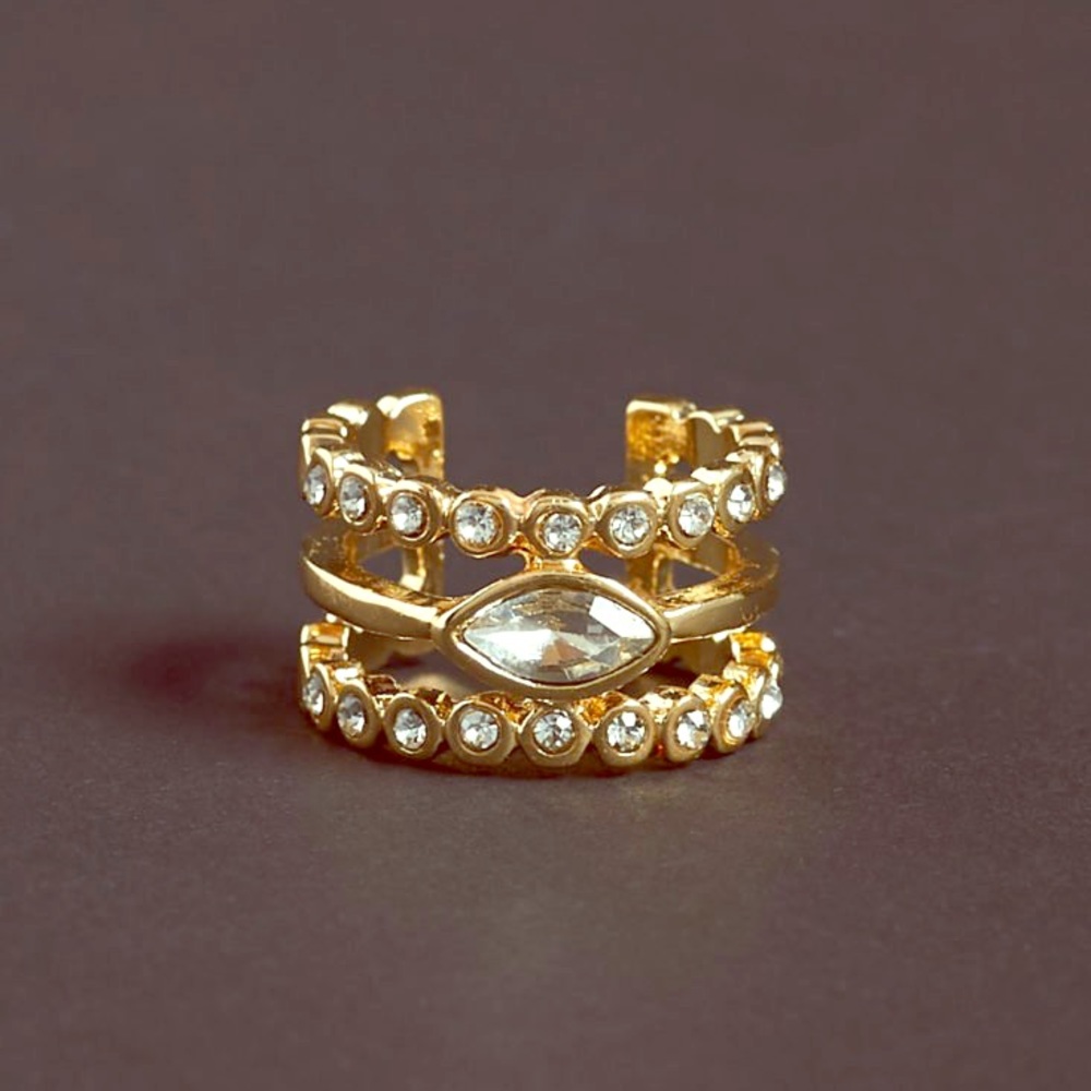 Luv AJ Marquise Diamond Disc Statement Ring